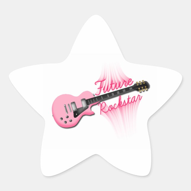 Futur autocollant de star de guitare rose Rockstar (Devant)