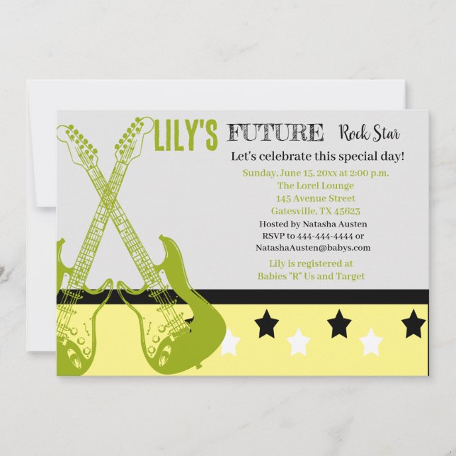 Futur Baby shower Rocker Invitation Jaune (Devant)