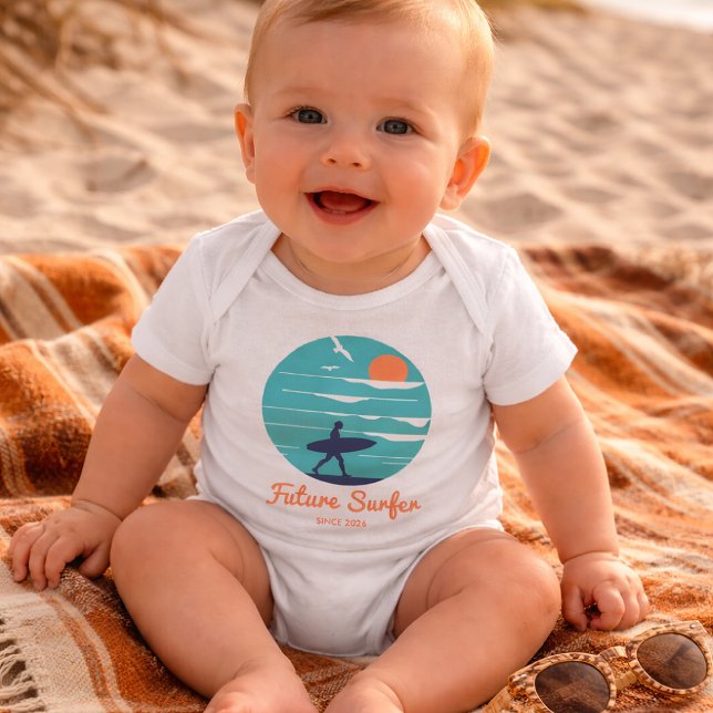 Futur Body Bébé Surfeur Rétro Côté Océan (Créateur téléchargé)