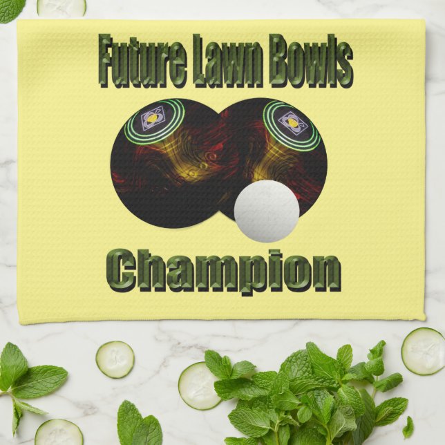 Futur champion de boules sur gazon, torchon (Plié)