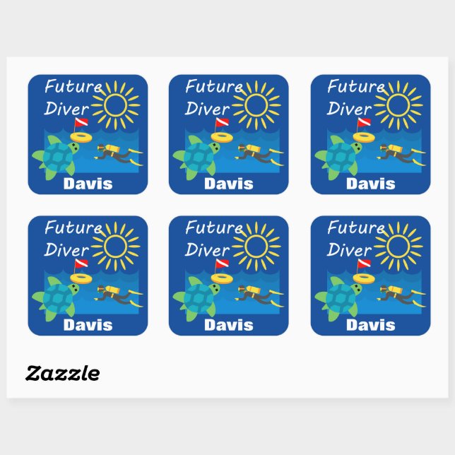 Futur Diver Design - Stickers Carrés (Feuille)