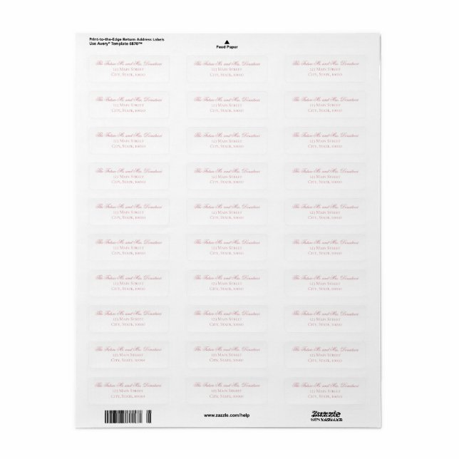 Futur étiquette d'adresse de retour M et Mme (Feuille entière)