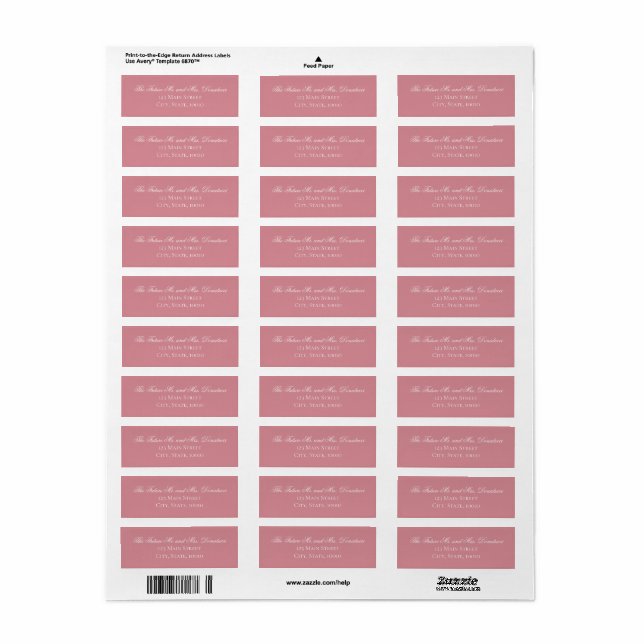 Futur étiquette d'adresse de retour M et Mme (Feuille entière)