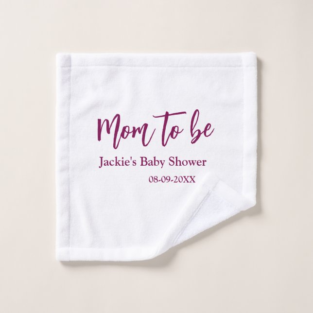 Futur maman baby shower nom date rose simple minim (Gant de toilette)