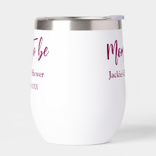 Futur maman baby shower nom date rose simple minim