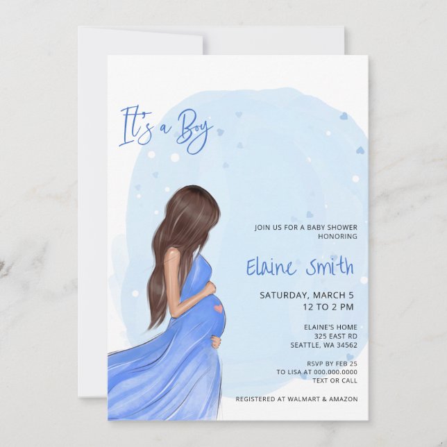 Futur Maman Bleu C'est un Garçon Invitation à une  (Devant)
