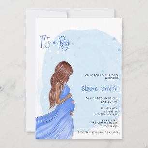 Futur Maman Bleu C'est un Garçon Invitation à une