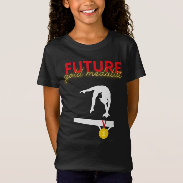 Futur médaillé d'or Girls Gymnastique T-shirt (Devant)
