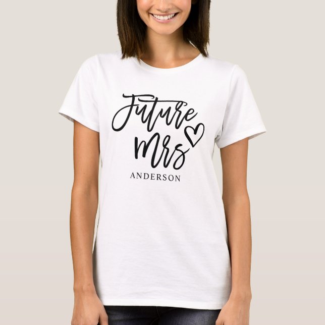 Futur Mme T-Shirt de Mariage Nom Personnalisé (Devant)