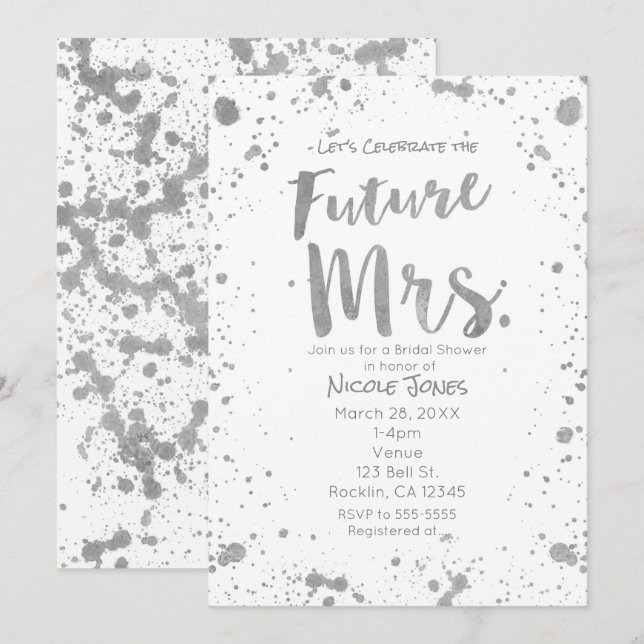 FUTURE MME Invitation de Remise de Cadeaux de Mari (Devant / Derrière)