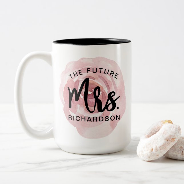 Future Mme Watercolor Floral Mug (Avec donut)