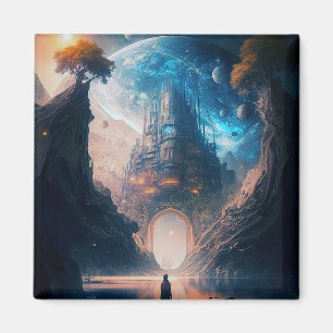 Futuriste Imaginaire Château Magnet paysage