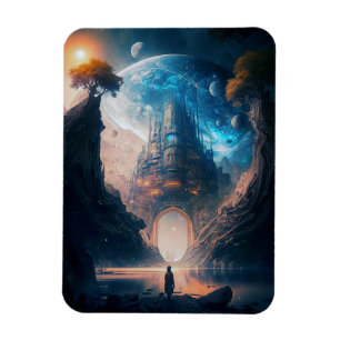 Futuriste Imaginaire Château Magnet paysage