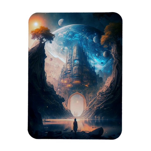 Futuriste Imaginaire Château Magnet paysage (Vertical)