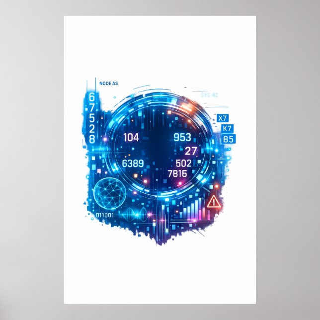 Futuristic AI Data Head Poster – Cyber Tech  (Devant)
