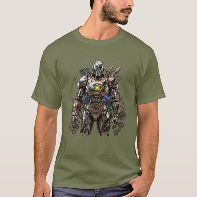 Futuristic Armored Robot – High-Tech T-Shirt (Devant)