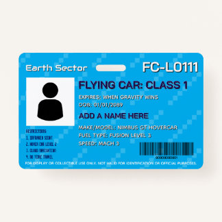 Futuristic Flying Car License Badge