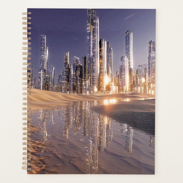 Futuristic Sci-Fi City Reflected In Desert Sands (Devant)