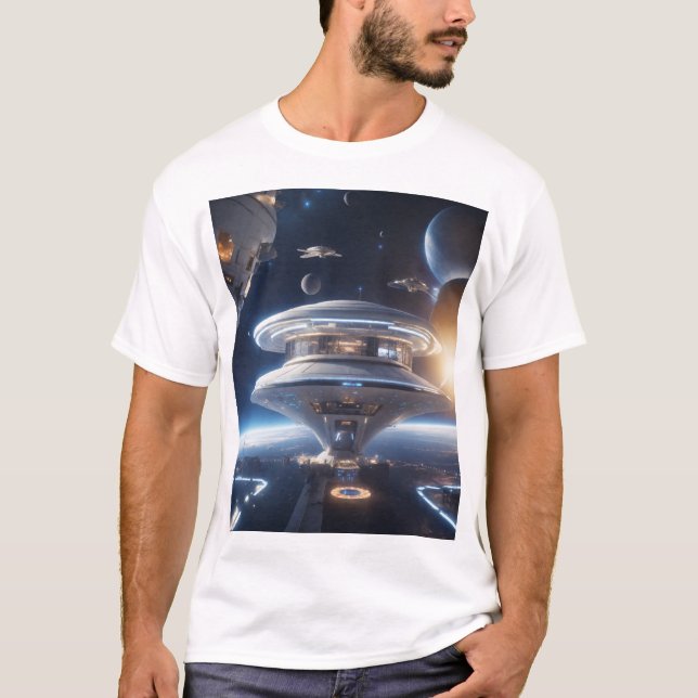 Futuristic Sci-Fi Space Station T-Shirt – Epic (Devant)