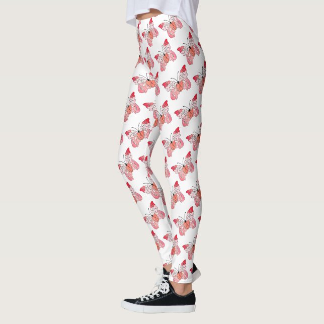 Fuyez pour être heureux Pink Butterfly Leggings (Gauche)