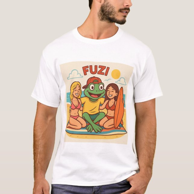 FUZI - Vibes de plage | T-shirt grenouille à caric (Devant)