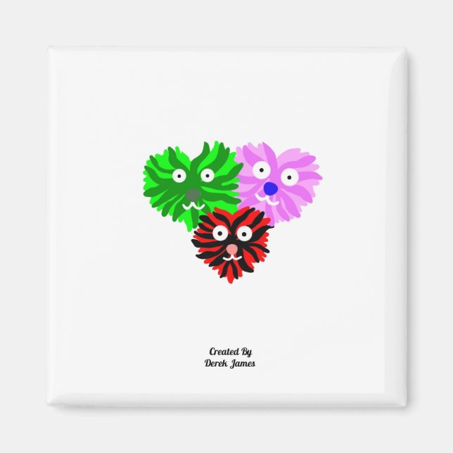 Fuzzies cardiaques - Magnet Carré de 2 pouces (Devant)
