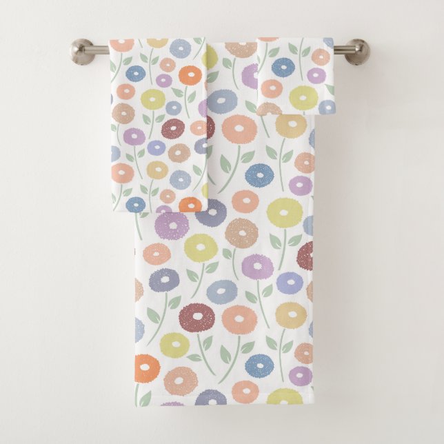 Fuzzy Flower Pattern Pastels on White (En situation)