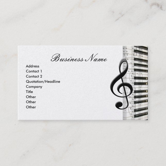 G-Clef & Piano Clavier Notes musicales Carte de vi (Devant)