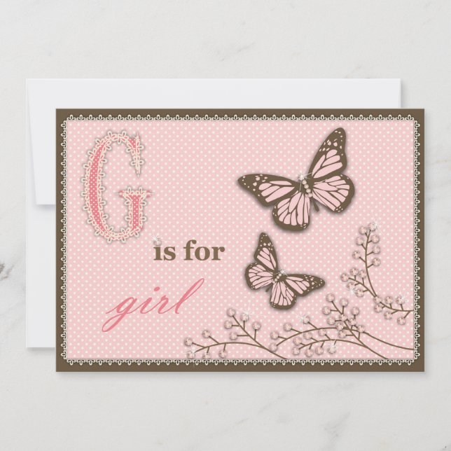G est pour la carte d'invitation de fille (Devant)