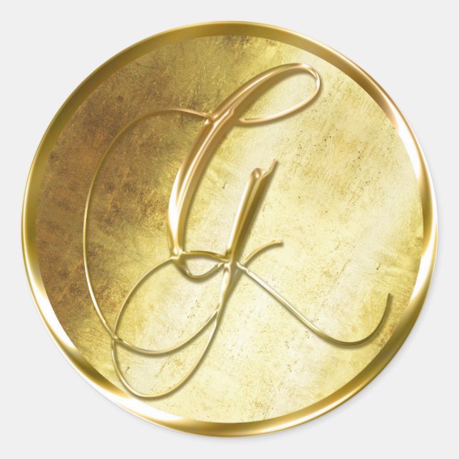 G Stickers d'enveloppe en or Monogram Faux (Devant)