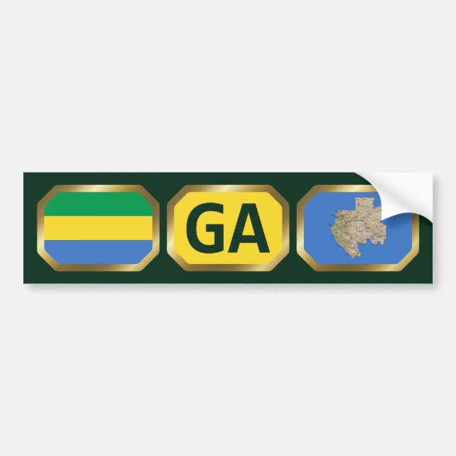 Gabon Carte du drapeau Code Sticker (Devant)
