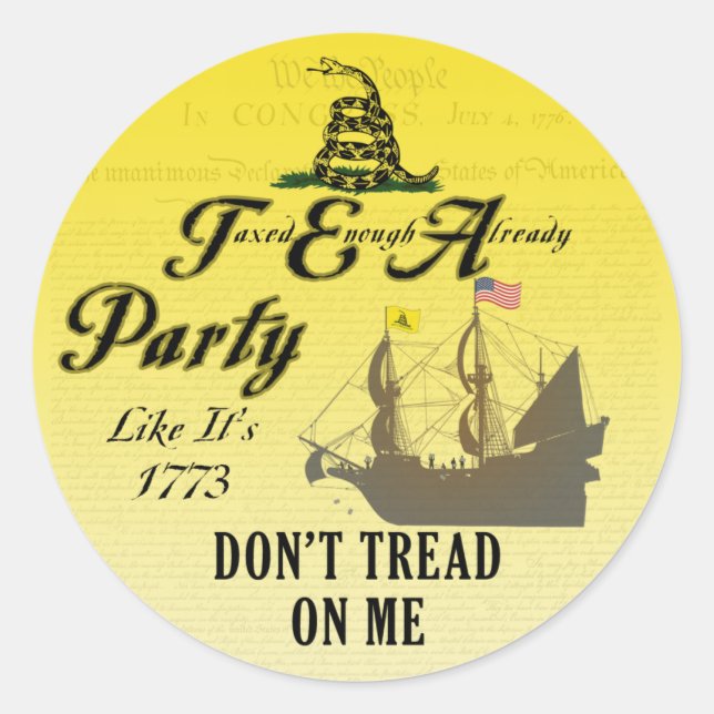 Gadsden - Tea Party Like It's 1773 Stickers (Devant)