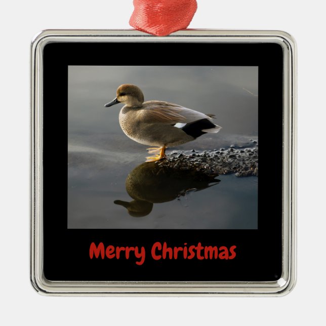 Gadwell Canard Joyeux Noël Ornement en métal encad (Devant)