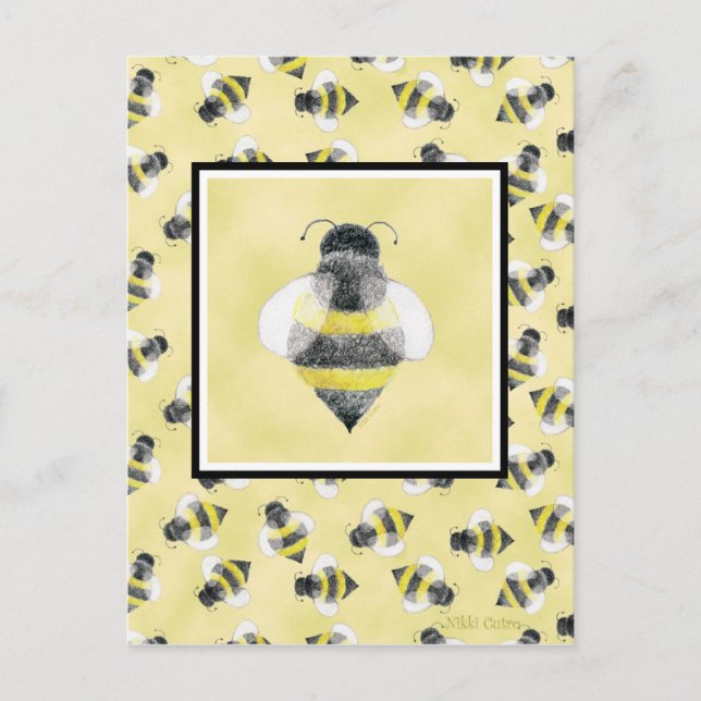 Gaffez la carte postale d'illustration d'abeille (Devant)