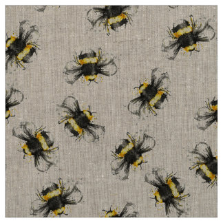 Gaffez le tissu d'impression d'abeille - naturel