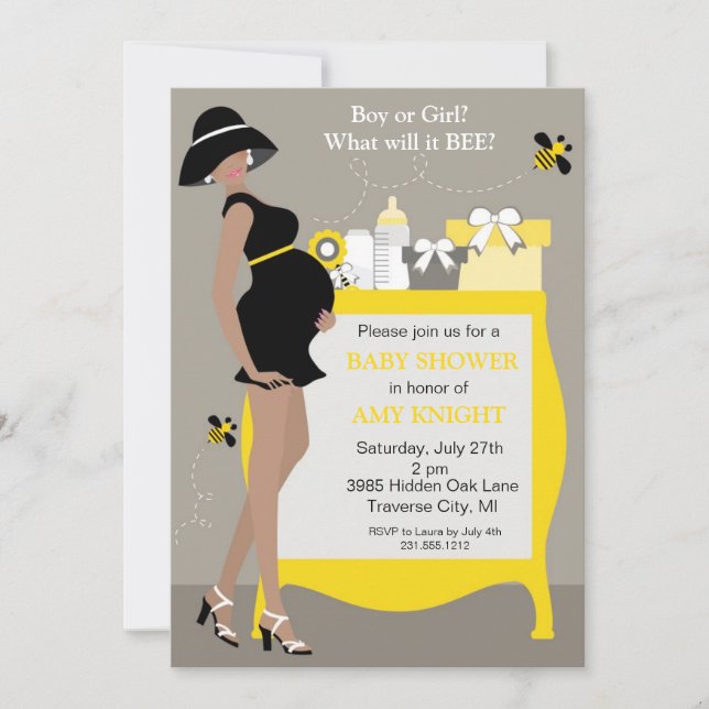 Gaffez les invitations de baby shower d'abeille - (Devant)