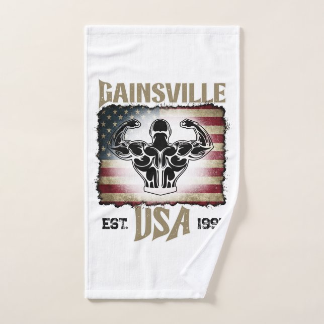 Gainsville USA Étoiles Et Bandes Bodybuilding (Serviette à main)
