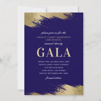 Gala Invitation Blue Gold Formal Event