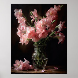 Galadiolus rose Fleurs Art Imprimer Poster