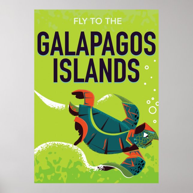 Galapagos Îles vintage affiche de voyage. (Devant)