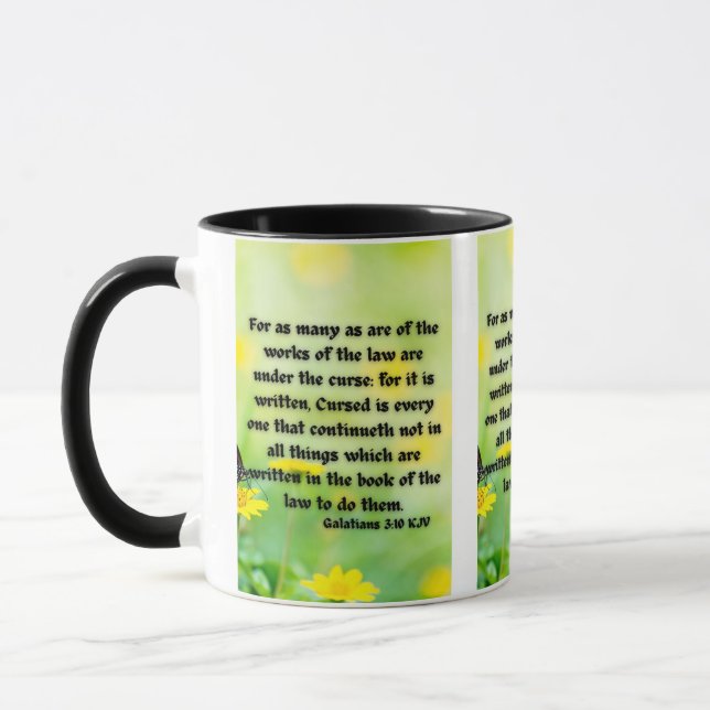 Galates 3:10 KJV Bible Verse Pic Mug Deux Tons (Gauche)