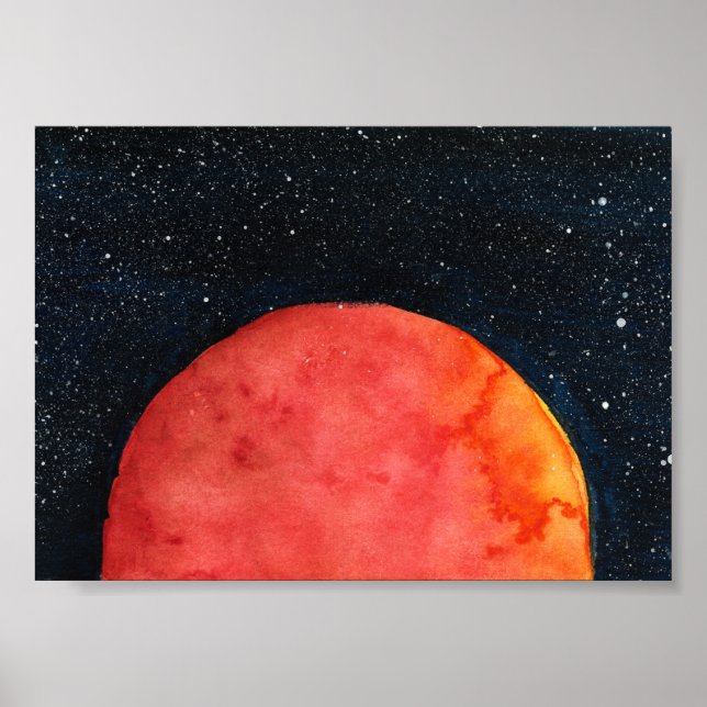 Galaxie Lune Rouge Imprimer, Papier Poster Valeur  (Devant)