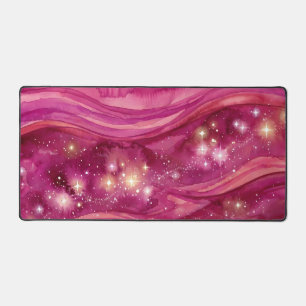 Galaxie Rose en Aquarelle Marbrée – Nébuleuse Cosm