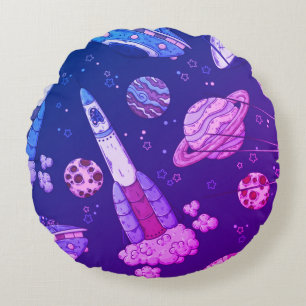 Galaxie Violette Dans Le Coussin Rond De Nuit