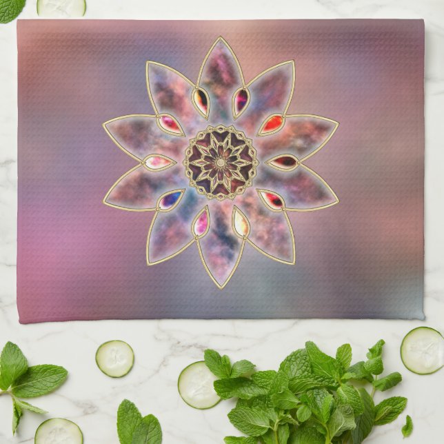 Galaxies marbrées Serviette de cuisine (Plié)