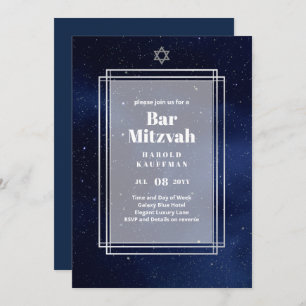 GALAXY Boys BAR MITVAH Space Blue Invitation