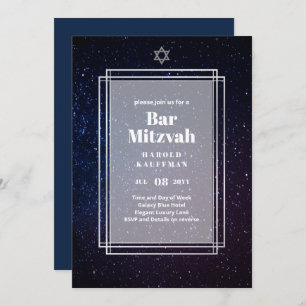 GALAXY Boys BAR MITVAH Space Blue Invitation