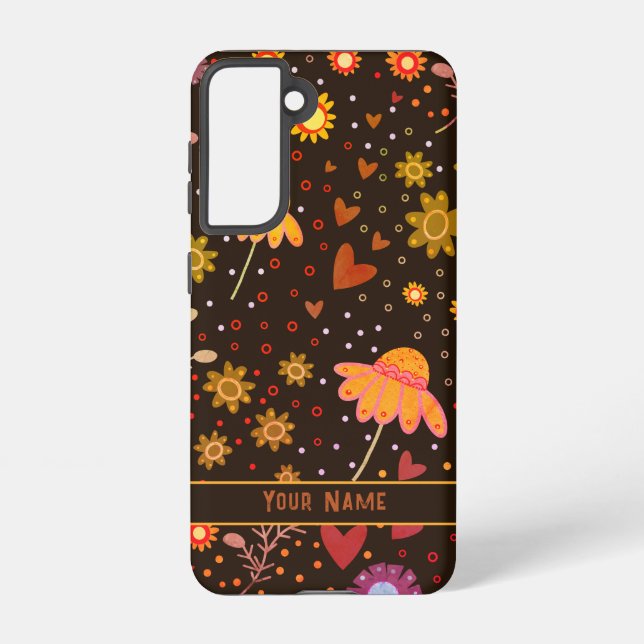 Galaxy Brown floral Inspirivity Customisé Samsung Coque (Verso)