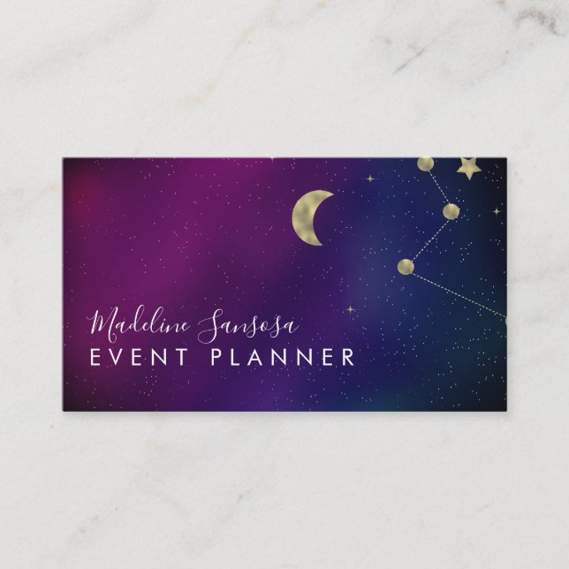 Galaxy Constellation Gold Star Moon Carte de visit (Devant)
