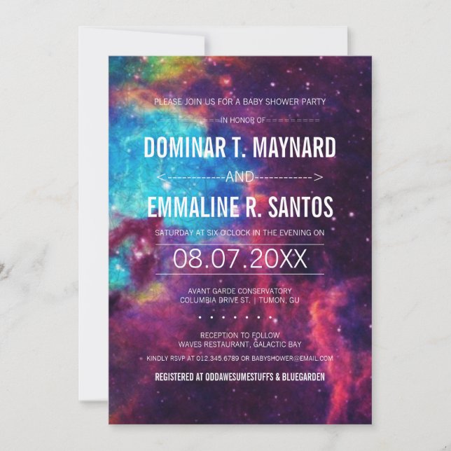 Galaxy Couple Baby shower Invitation photo (Devant)